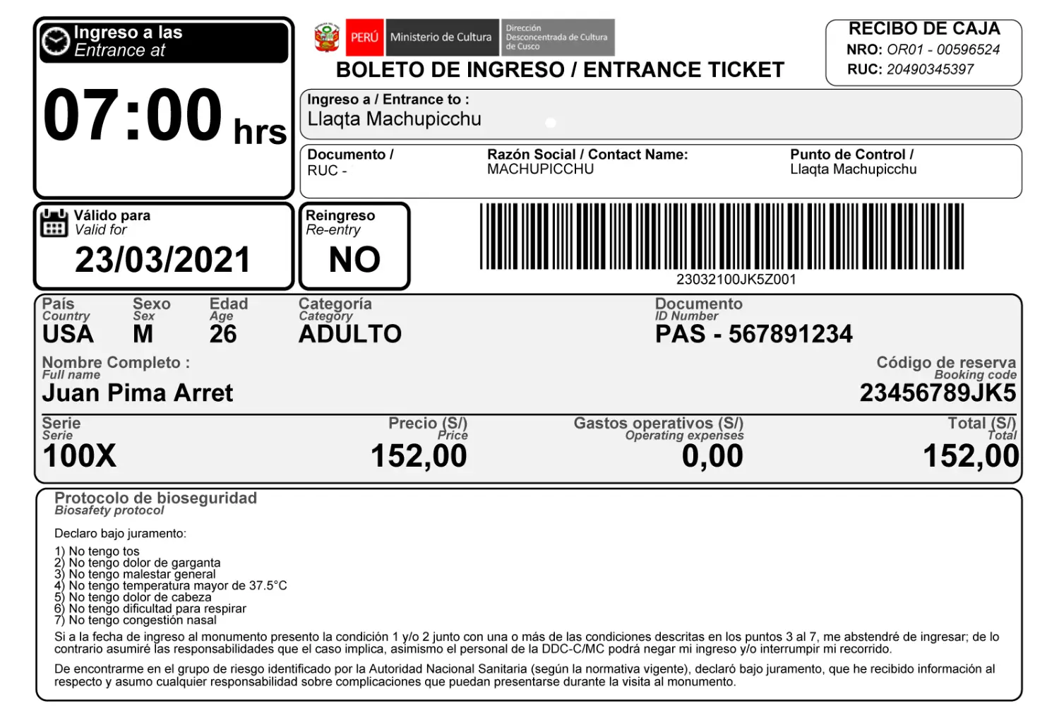 Official Machu Picchu entrance ticket | Ultimate Trekking