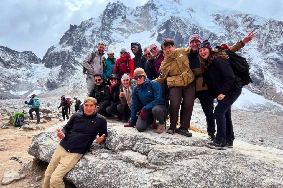 Happy trekkers at the top of the Salkantay Pass | Ultimate Trekking