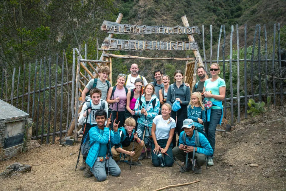 Group of tourists at the entrance to Choquequirao | Ultimate Trekking