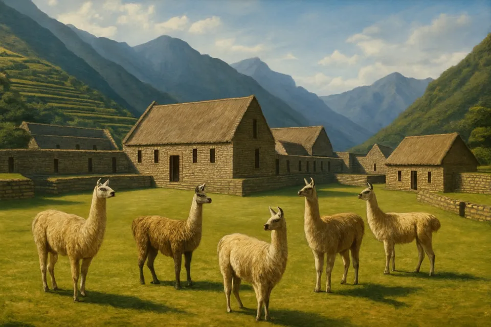 Recreation of the main square of choquequirao with llamas grazing | Ultimate Trekking